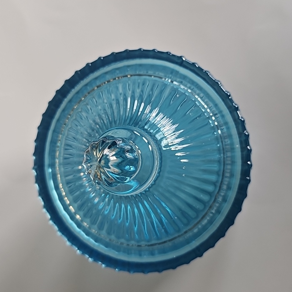 Last Chance!❤️  Blue etched glass apothecary jar - Picture 3 of 7